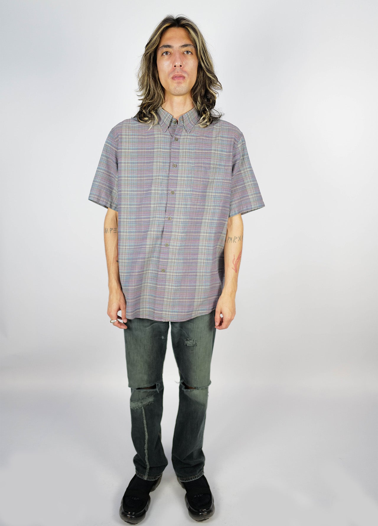 Chemise-Missoni-Violet-Grise-Manche-Longues-Raye-Vintage-05