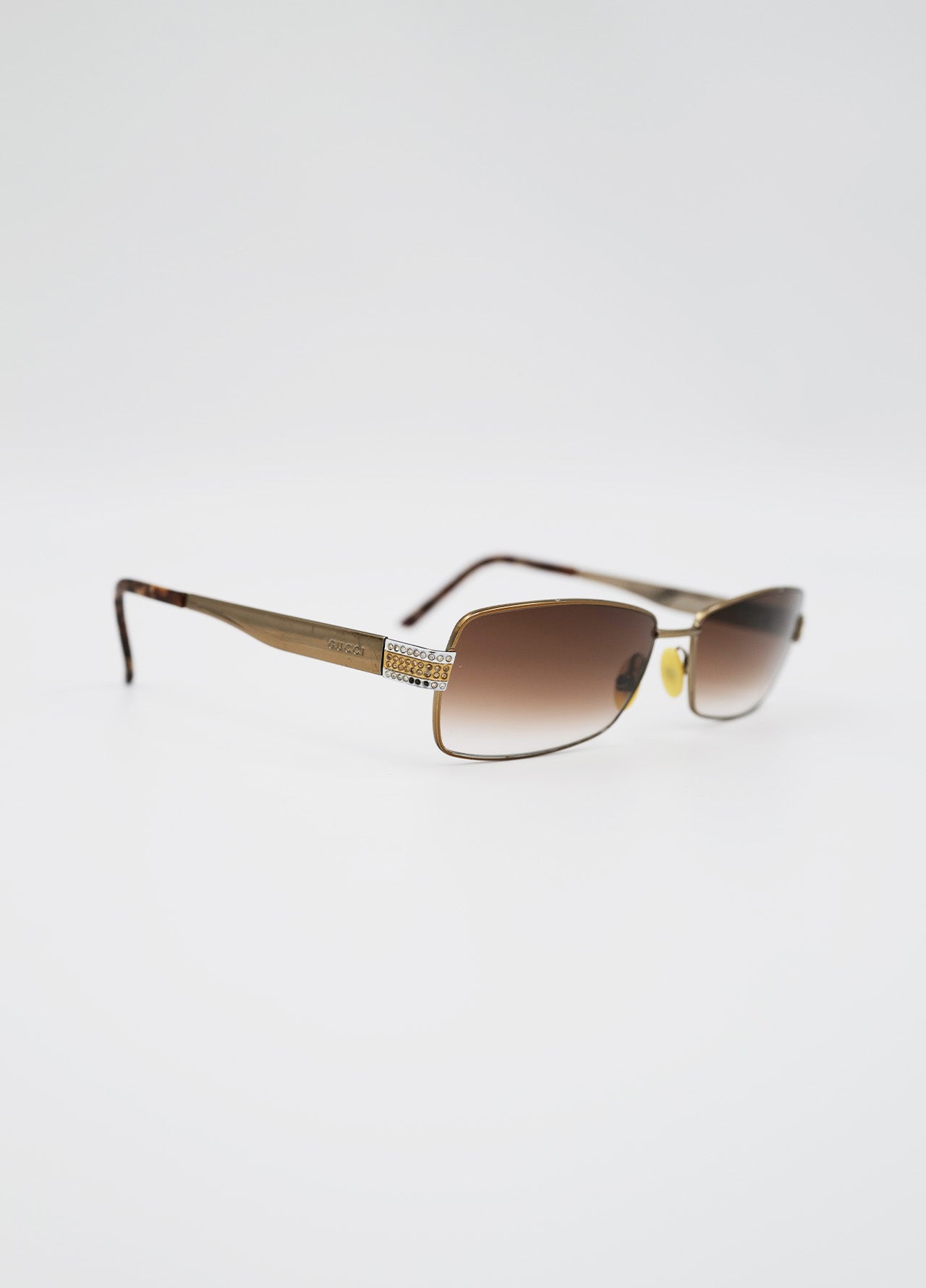 Lunette-solaire-sunglass-Gucci-vintage-reworked-strass-brown-beige-Y2K-4