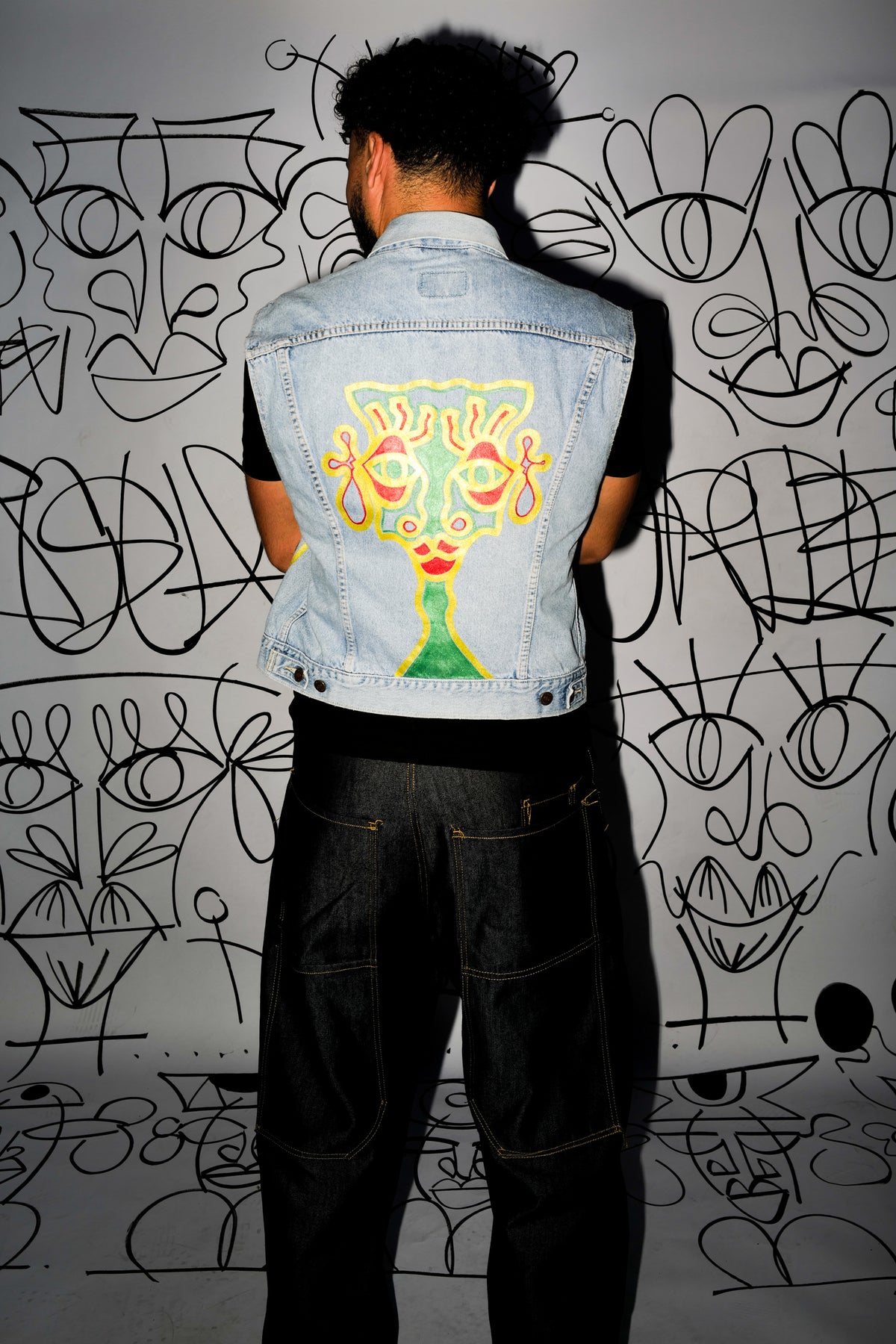 #10 Gilet Levi's Vert Jaune Rouge Vintage Upcycled by Josua Carvalho