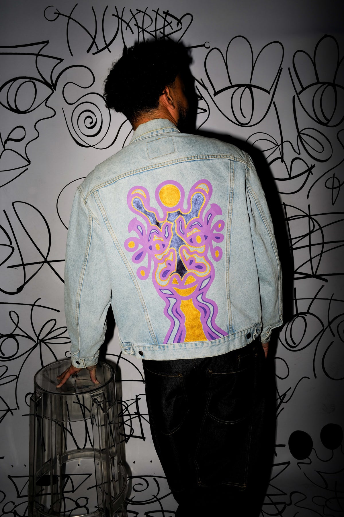 #15 Veste Levi's Denim Light Blue Purple and Gold Vintage Upcycled by Josua Carvalho