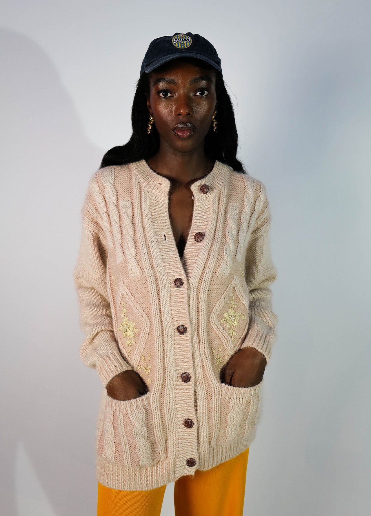 CARDIGAN PULL LAINE À MOTIFS VINTAGE 80'S-001