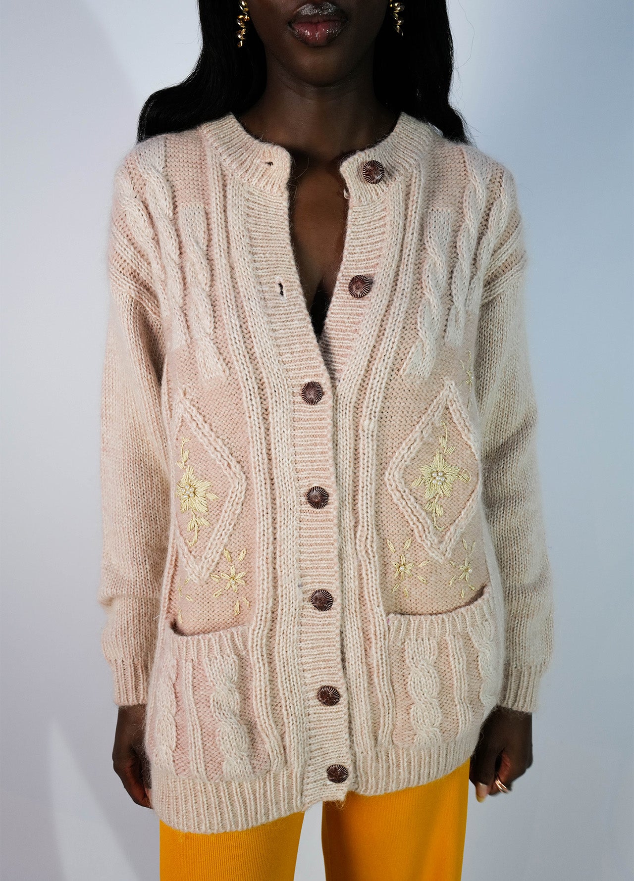 CARDIGAN PULL LAINE À MOTIFS VINTAGE 80'S-002