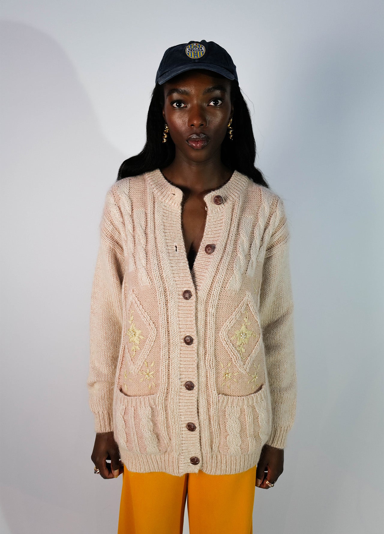 CARDIGAN PULL LAINE À MOTIFS VINTAGE 80'S-003