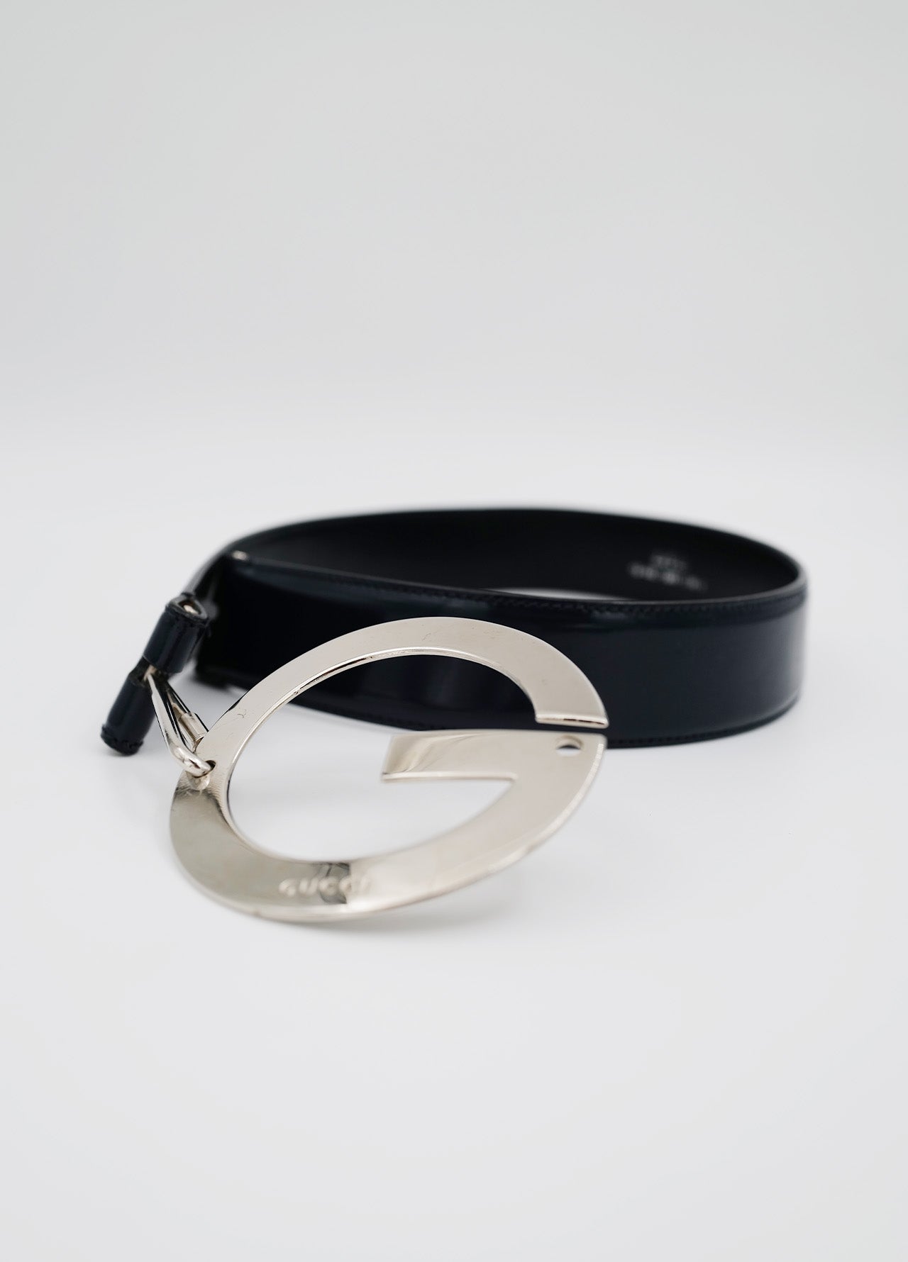 Ceinture-Gucci-Vintage-boucle-argent-noir-cuir