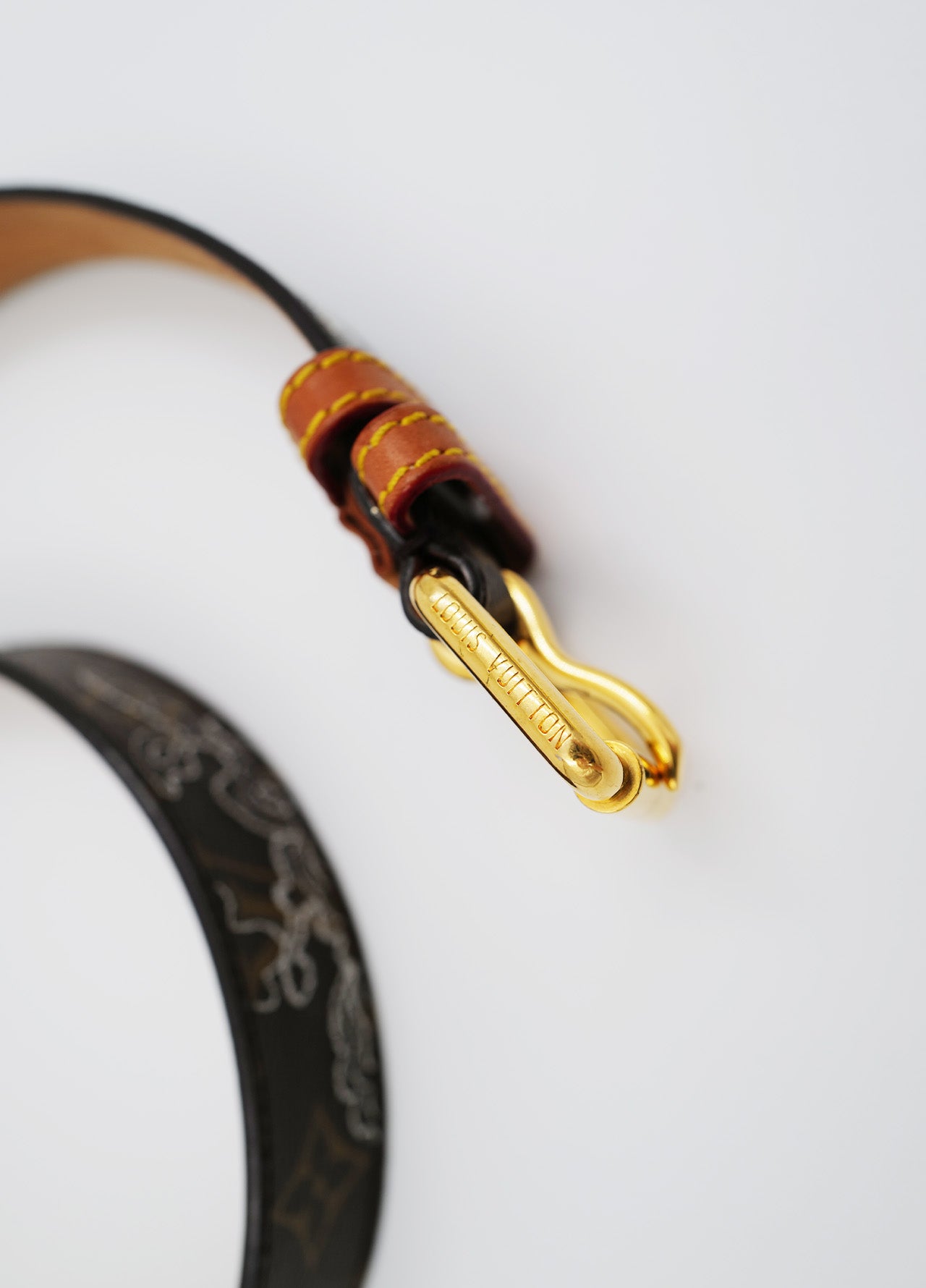 Ceinture louis vuitton vintage  Brune avec motifs brodée blanc