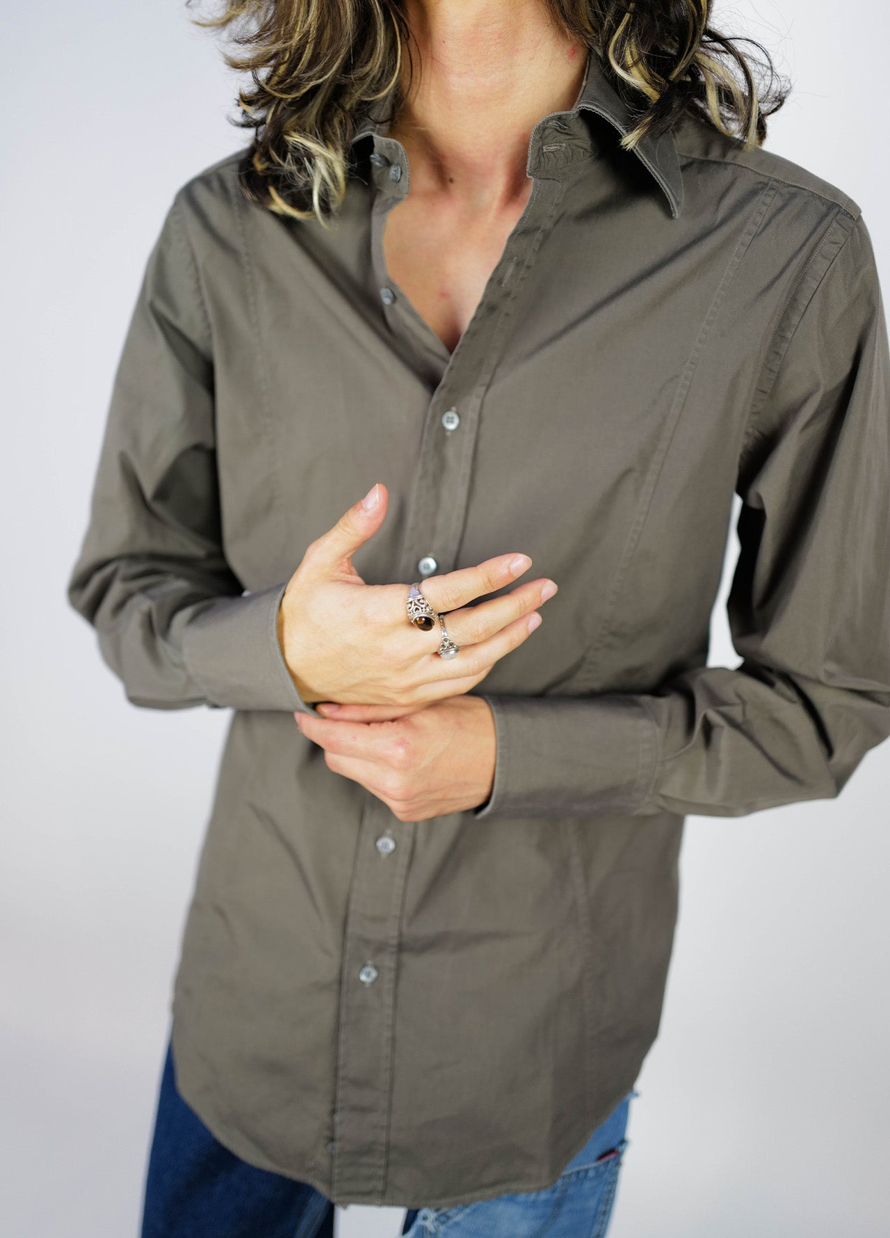 Chemise-Gucci-Uni-Grise-Manche-Longue-Vintage-02