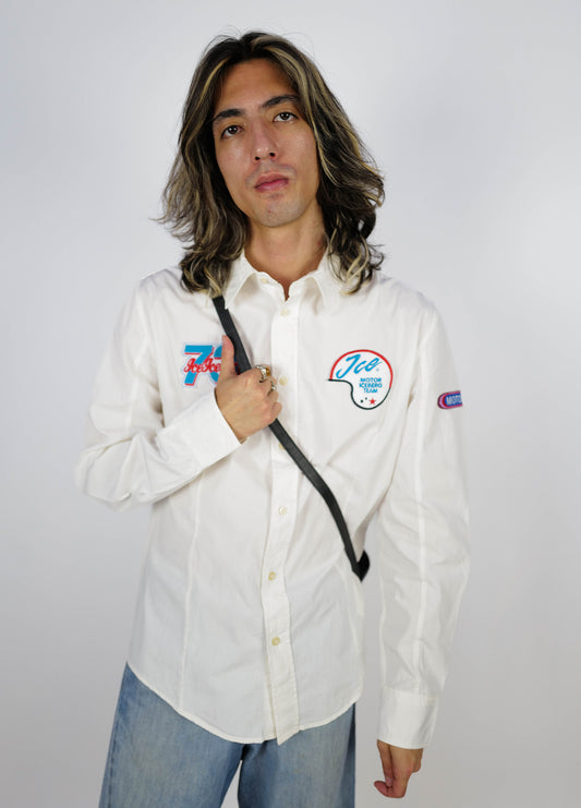 Chemise-Iceberg-Racers-Blanche-Motif-Bleu-Vintage-01