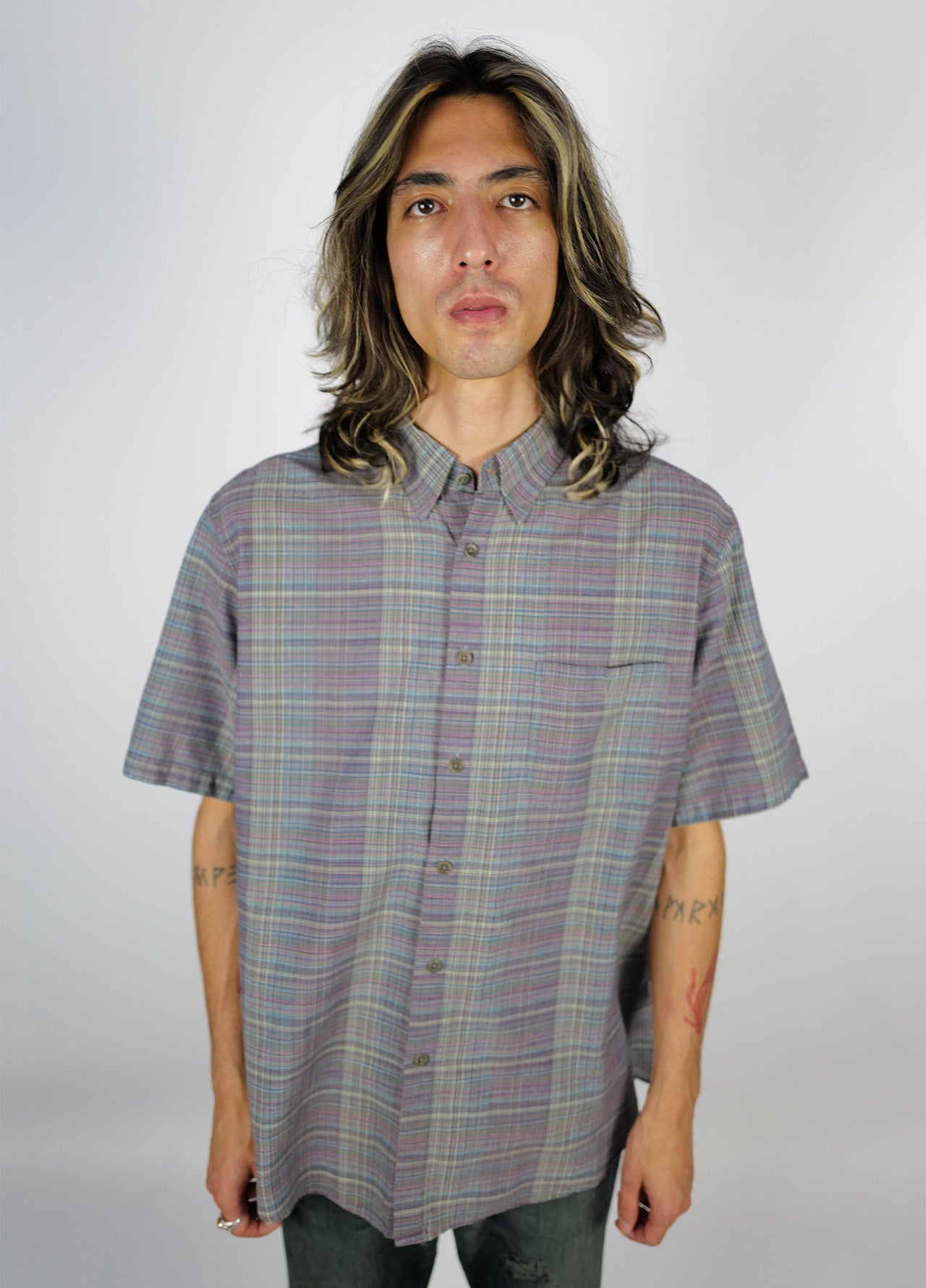 Chemise-Missoni-Violet-Grise-Manche-Longues-Raye-Vintage-01