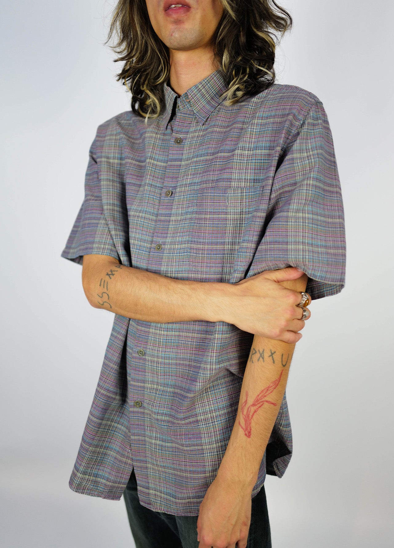 Chemise-Missoni-Violet-Grise-Manche-Longues-Raye-Vintage-04