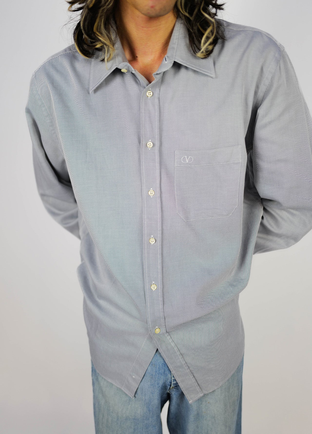 Chemise-Valentino-Bleu-Manches-Longues-Vintage-03