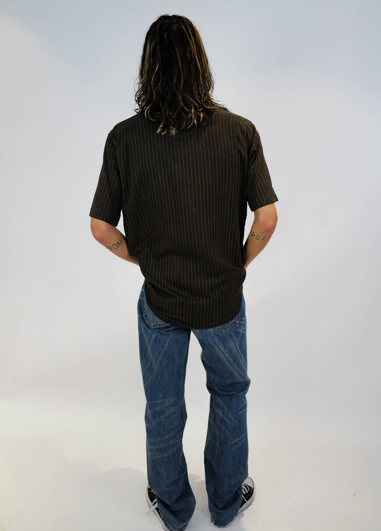 Chemise-shirt-YSL-YvesSaintLaurent-vintage-brown-brun-rayure-2