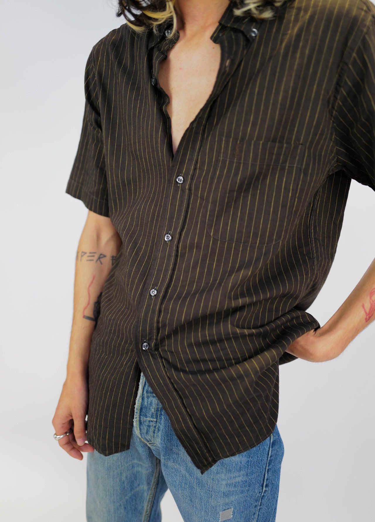Chemise-shirt-YSL-YvesSaintLaurent-vintage-brown-brun-rayure-4