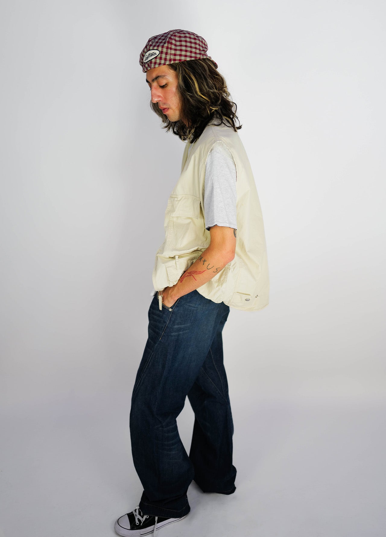 Gilet-top-pecheur-peche-YSL-YvesSaintLaurent-Circa-vintage-80-90-White-blanc-4