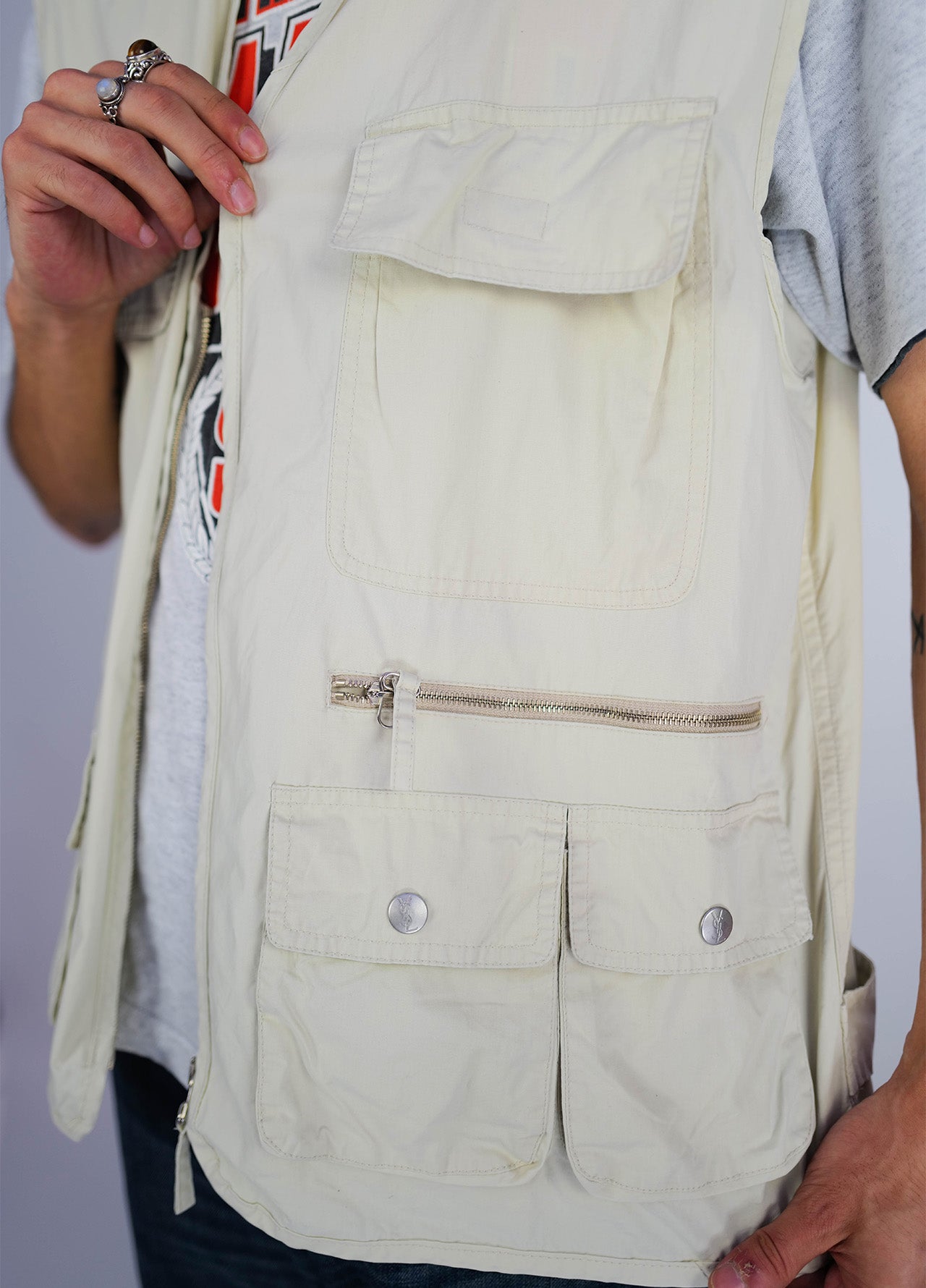 Gilet-top-pecheur-peche-YSL-YvesSaintLaurent-Circa-vintage-80-90-White-blanc-5