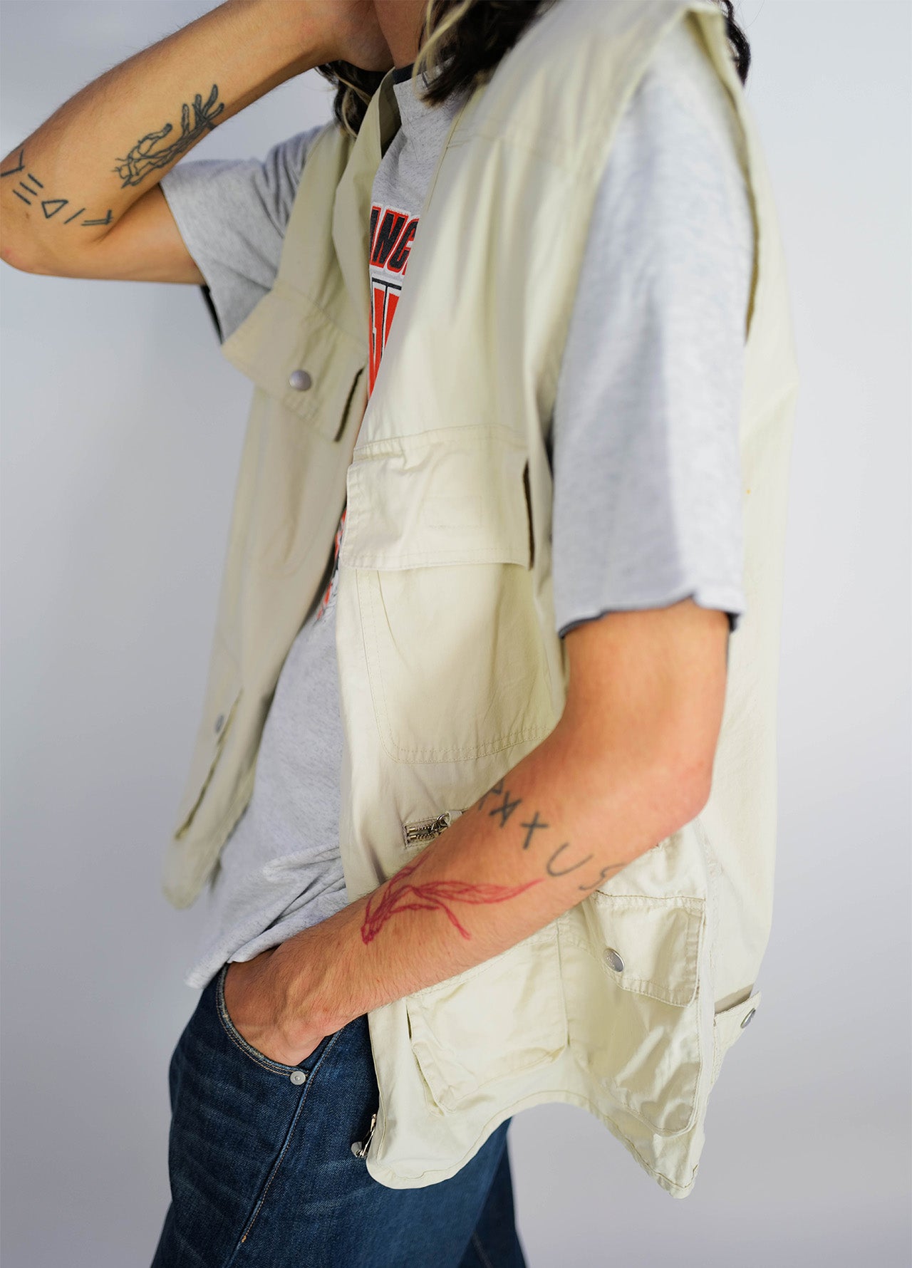 Gilet-top-pecheur-peche-YSL-YvesSaintLaurent-Circa-vintage-80-90-White-blanc-7