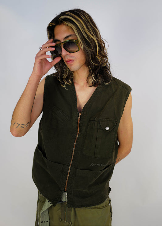 Gilet-top-pecheur-sport-Iceberg-Vintage-2000-Y2K-Green-vert-1