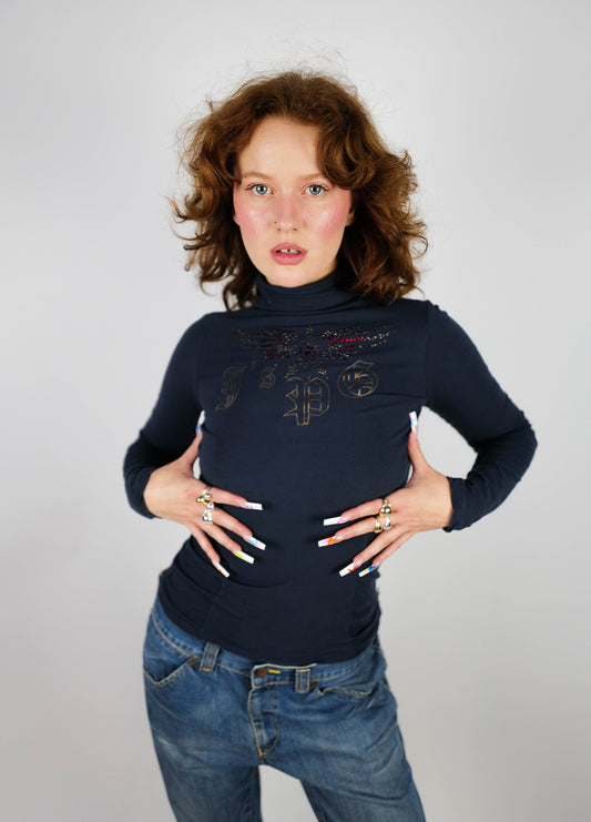 Haut-Top-JeanPaulGaultier-JPG-jeans-vintage-2000-blue-bleu-1