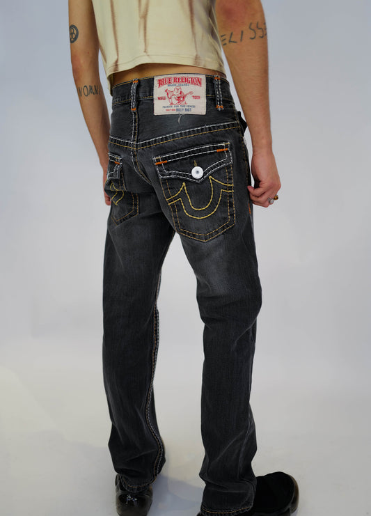 Jeans-Denim-TrueReligion-True-Religion-2000-Vintage-Y2K-Grey-gris-1