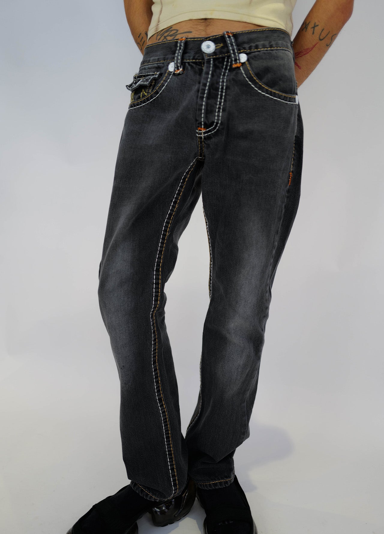 Jeans-Denim-TrueReligion-True-Religion-2000-Vintage-Y2K-Grey-gris-2