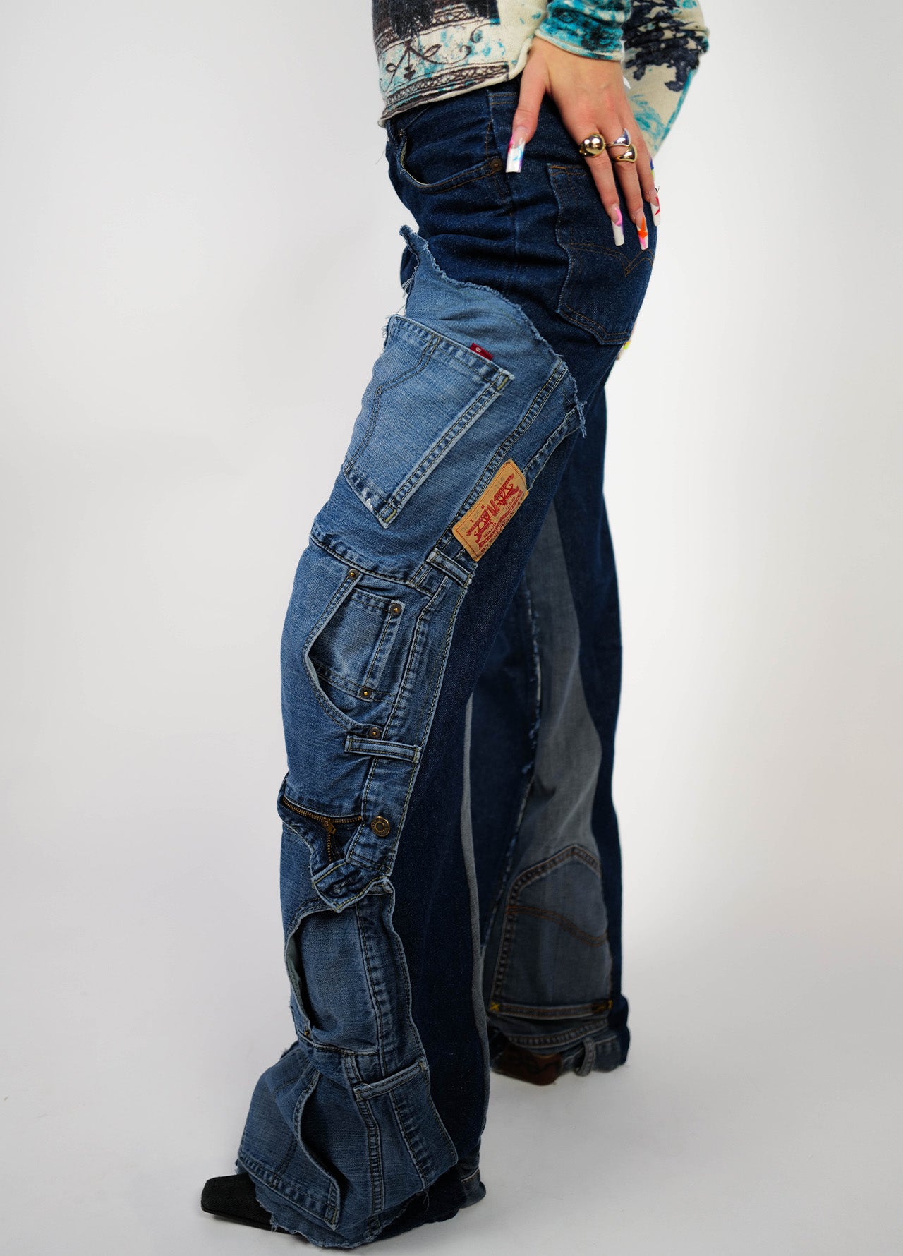 Jeans-denim-Levi's-Levis-reworked-unique-vintage-blue-bleu-5