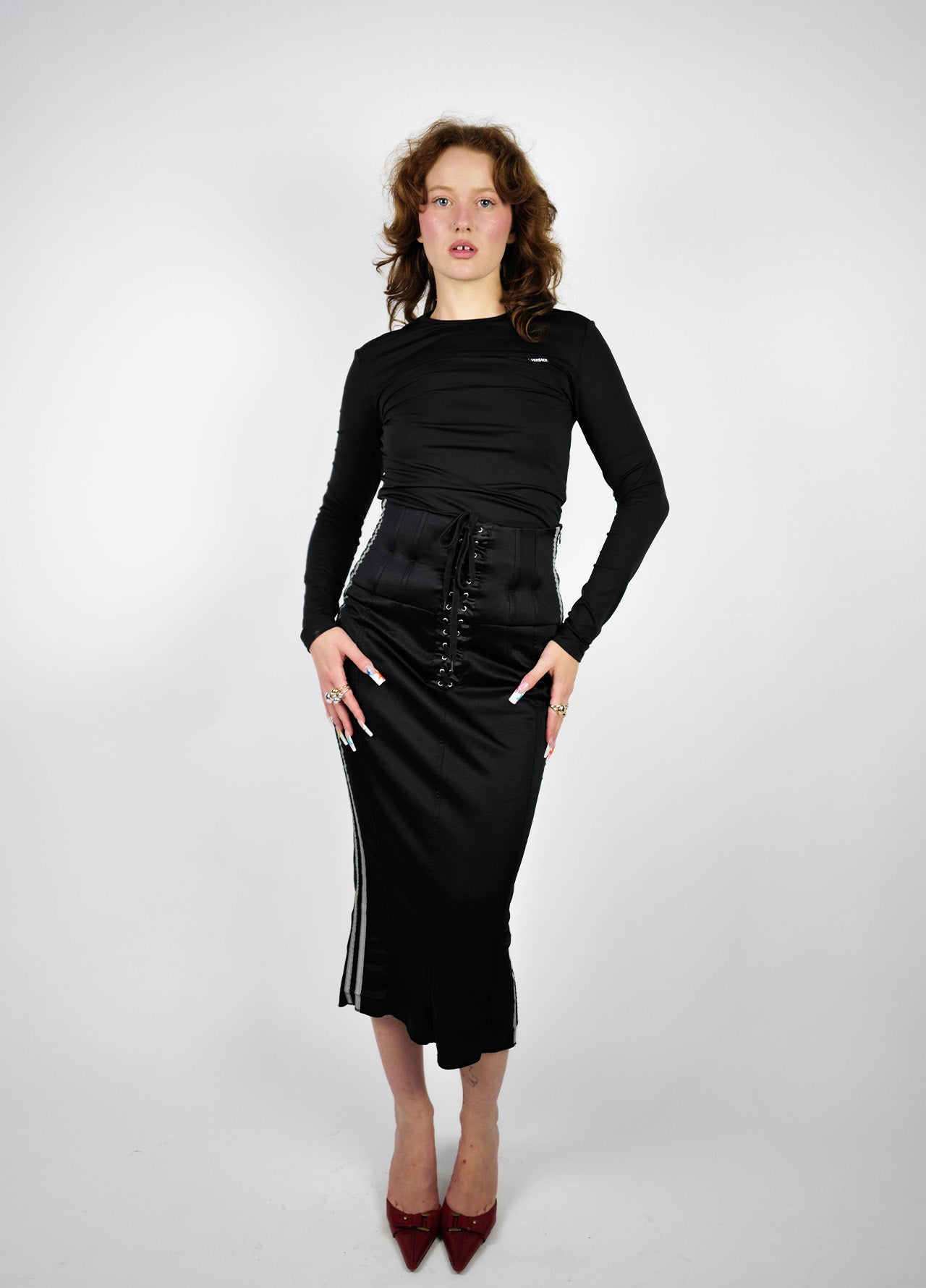 Jupe-D&G-Corset-Noir-Lacet-Longue-Vintage-02