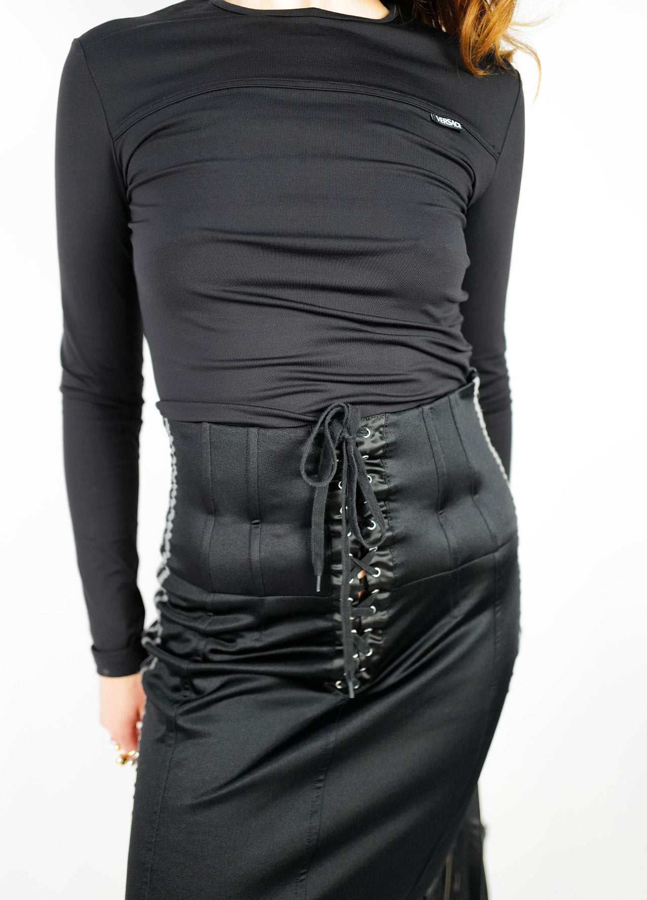 Jupe-D&G-Corset-Noir-Lacet-Longue-Vintage-05