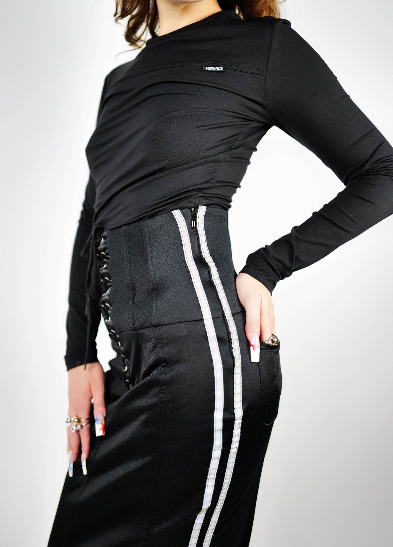 Jupe-D&G-Corset-Noir-Lacet-Longue-Vintage-06