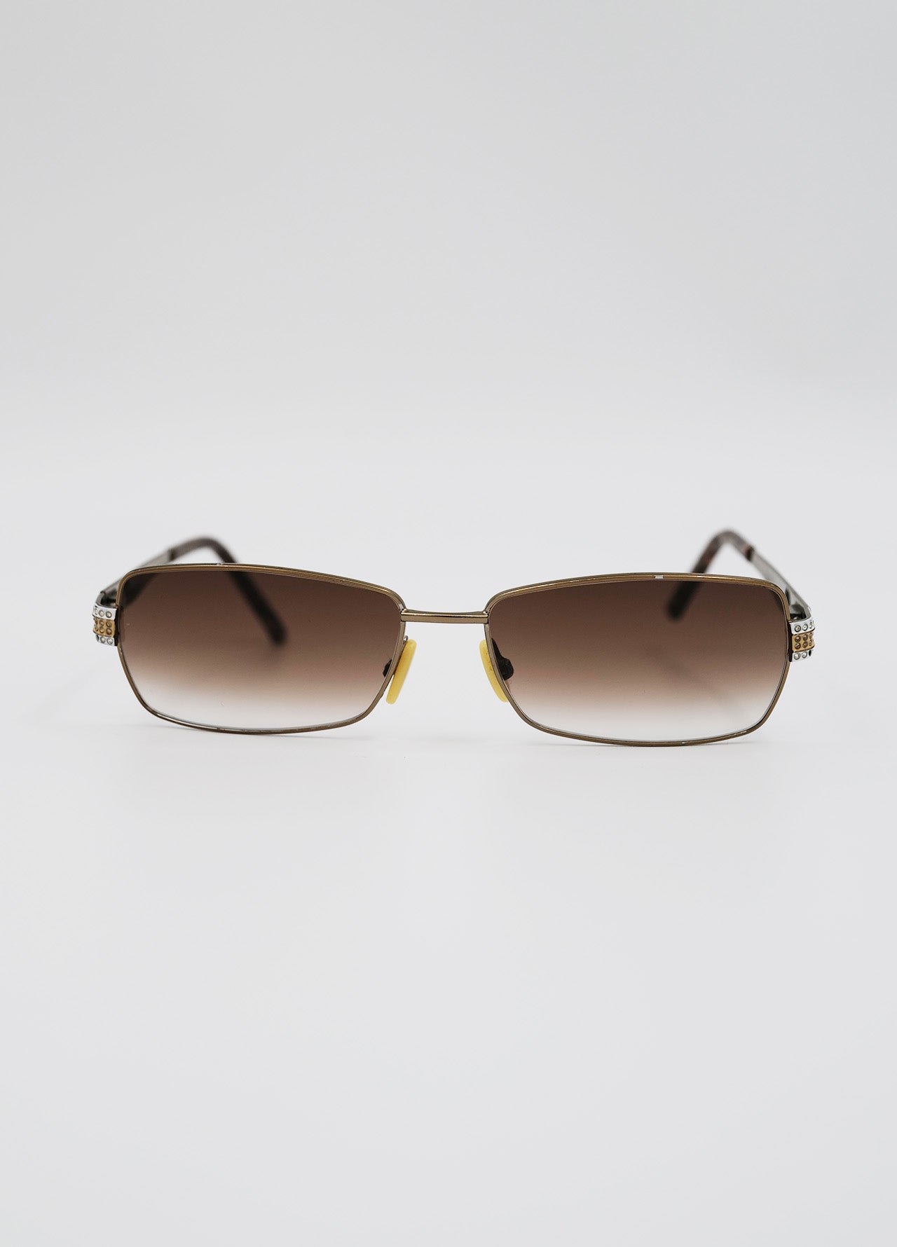 Lunette-solaire-sunglass-Gucci-vintage-reworked-strass-brown-beige-Y2K-2