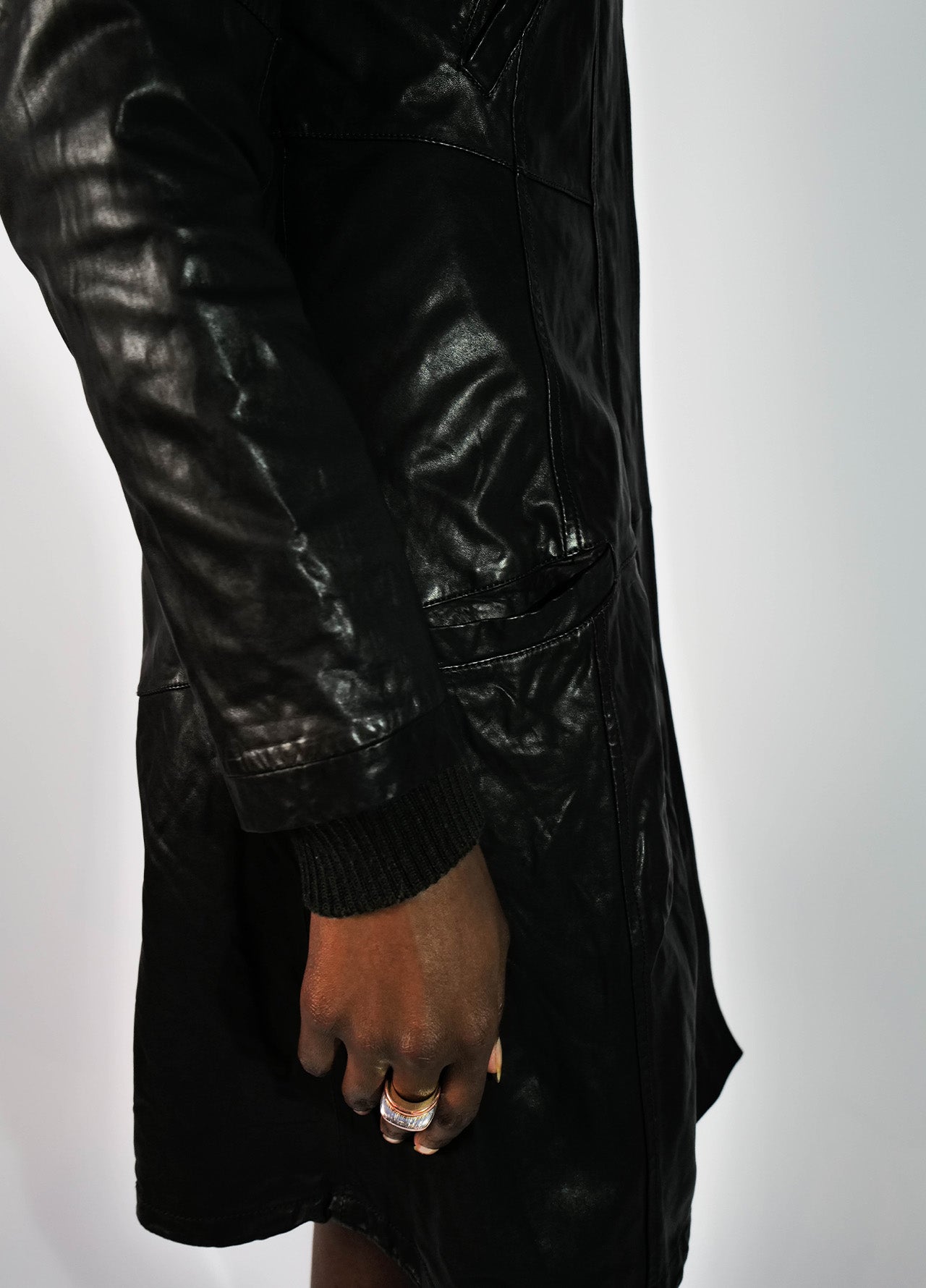 MANTEAU CUIR À CAPUCHON ARMANI JEANS VINTAGE 2000'S 00's y2k-005