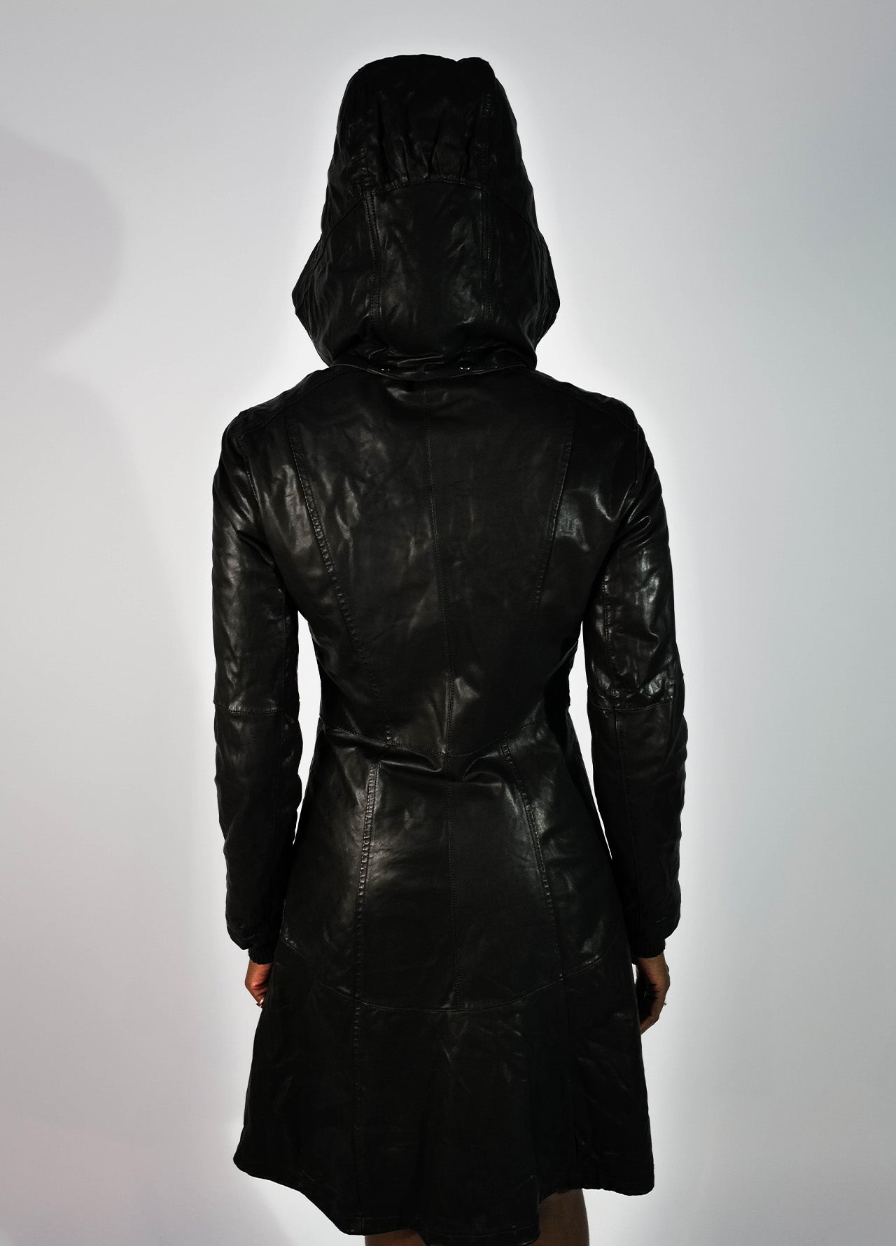 MANTEAU CUIR À CAPUCHON ARMANI JEANS VINTAGE 2000'S 00's y2k-008