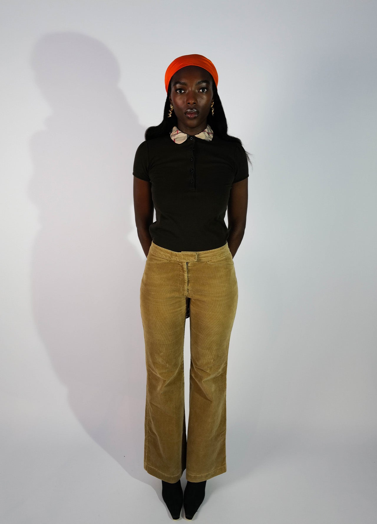 PANTALON VELOURS CÔTELÉ FLARE BURBERRY VINTAGE 00'S-001