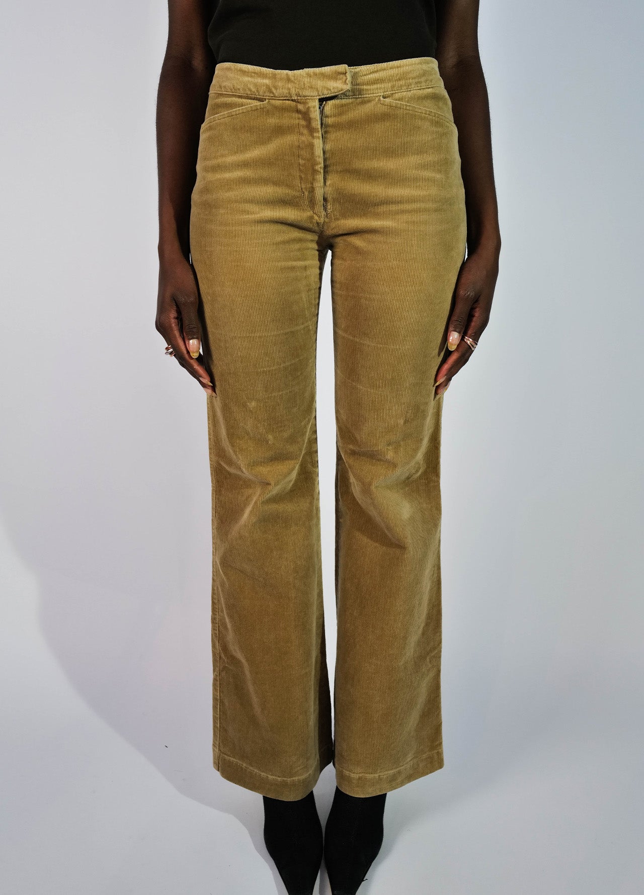 PANTALON VELOURS CÔTELÉ FLARE BURBERRY VINTAGE 00'S-003