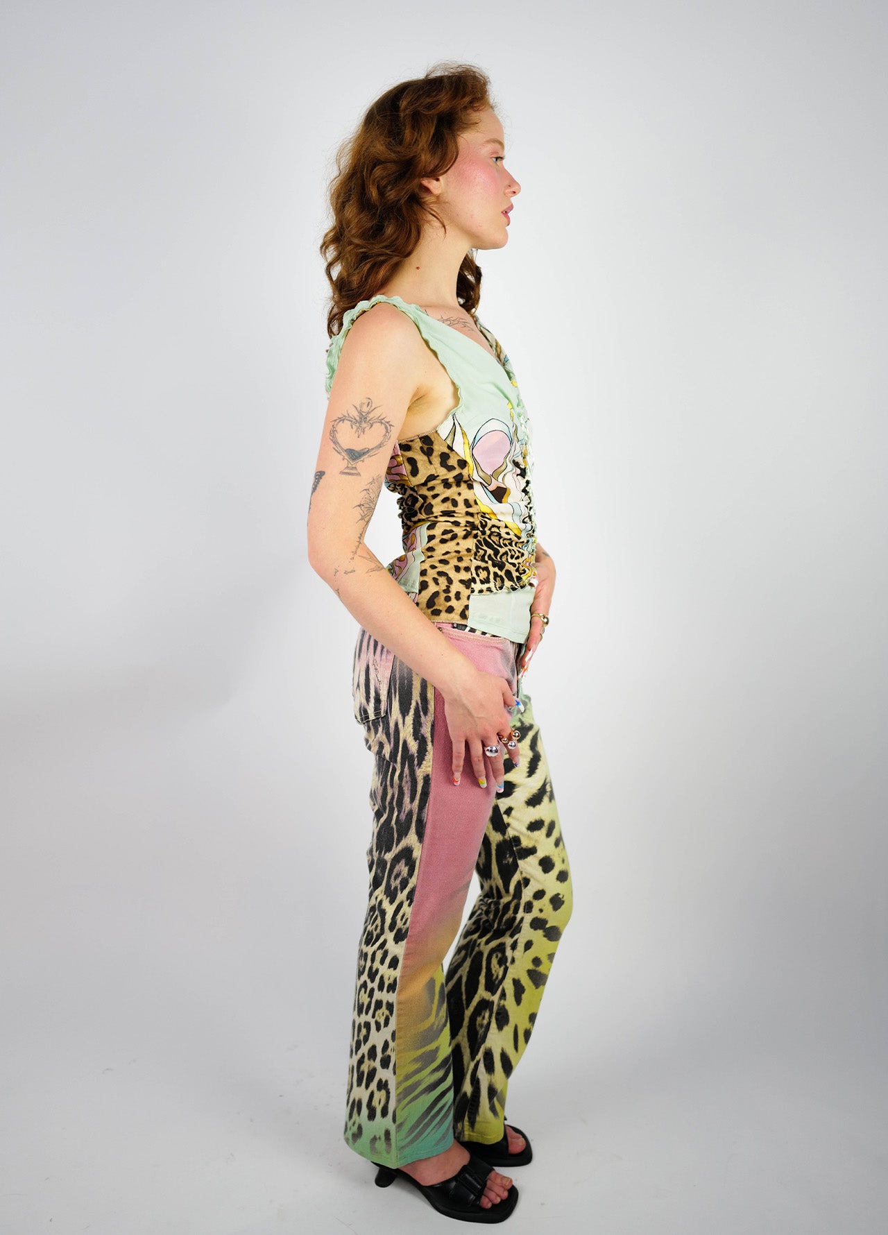 Pantalon-Cavalli-Motif-Multicolore-Leopoard-Straight-Vintage-Rare-03