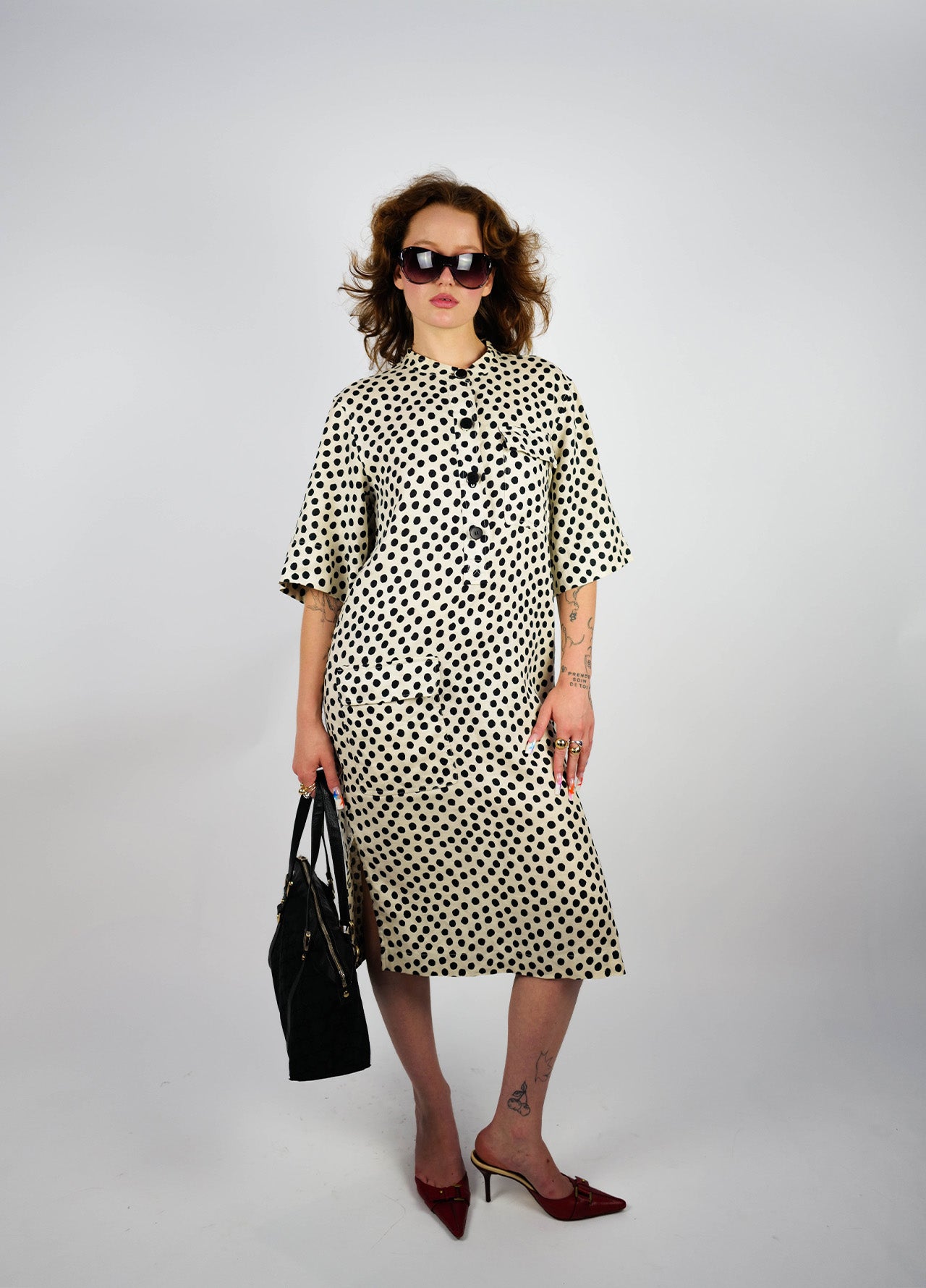 Robe-dress-YvesSaintLaurent-vintage-circa-1980-white-black-blanc-noir-2