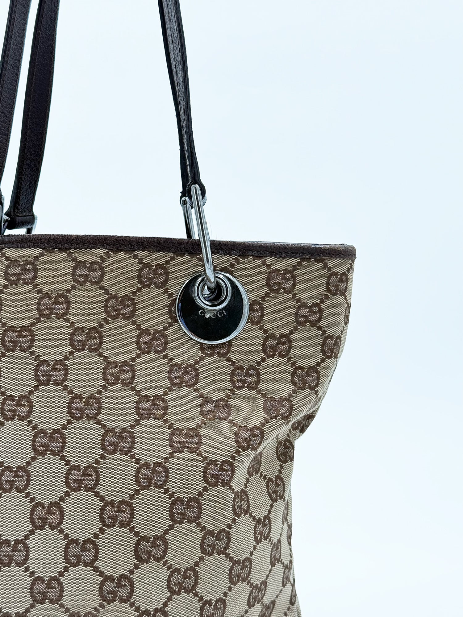 SAC GUCCI SMALL TOTE BAG CABAS ECLIPSE BRUN CANVA GG VINTAGE 00'S