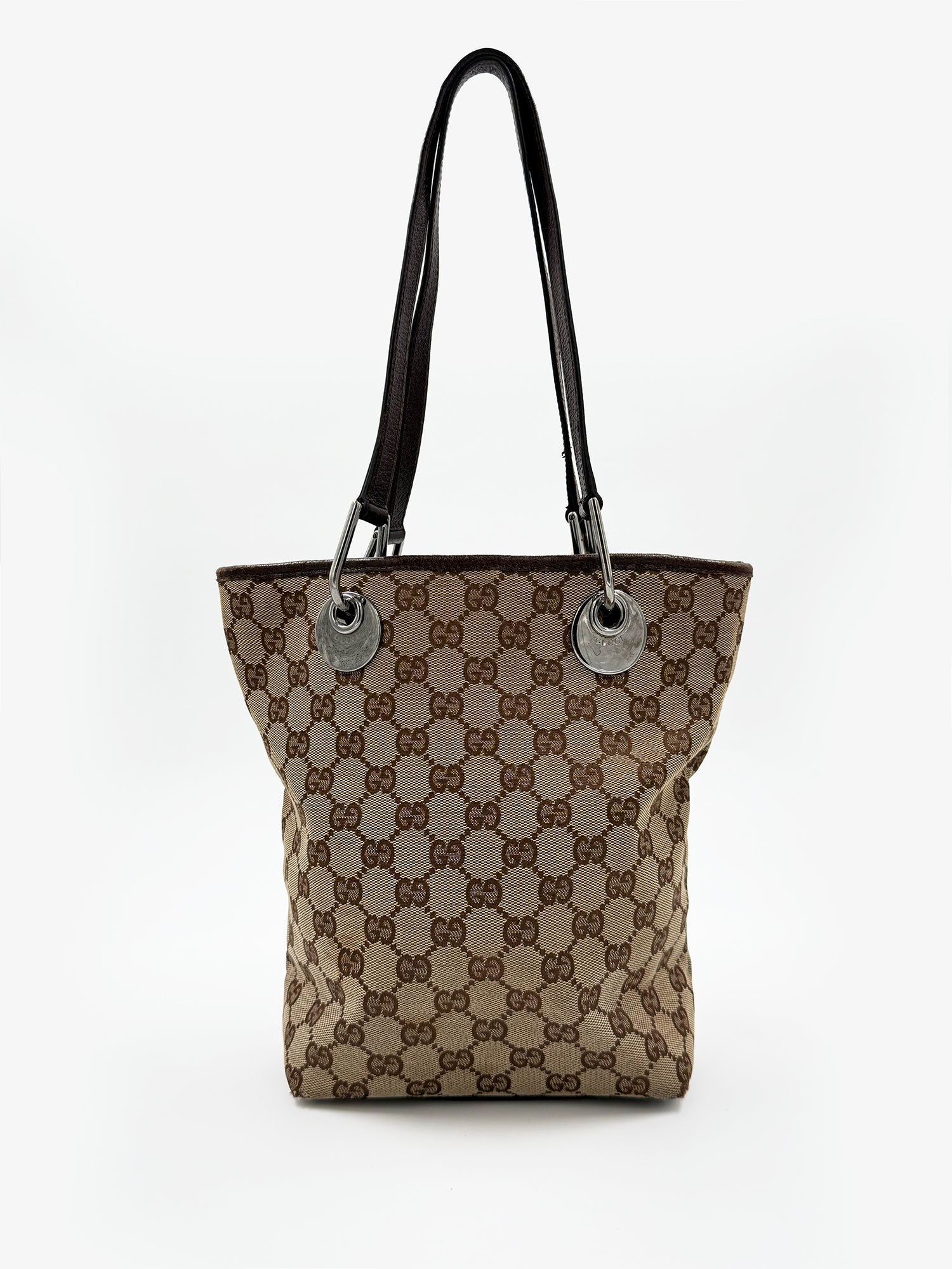 SAC GUCCI SMALL TOTE BAG CABAS ECLIPSE BRUN CANVA GG VINTAGE 00'S