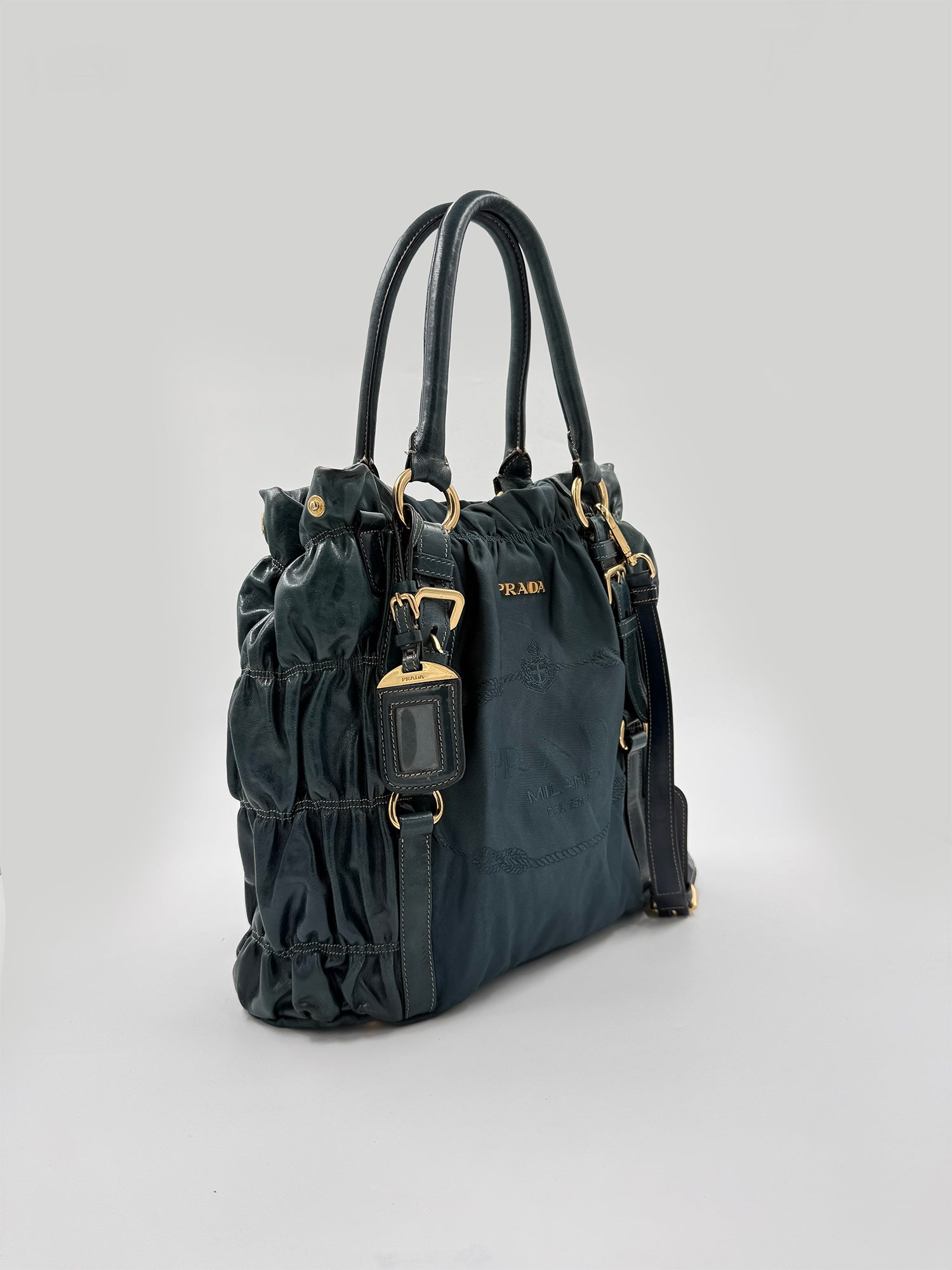 SAC PRADA TESSUTO GAUFRE OLIVE VINTAGE 00's