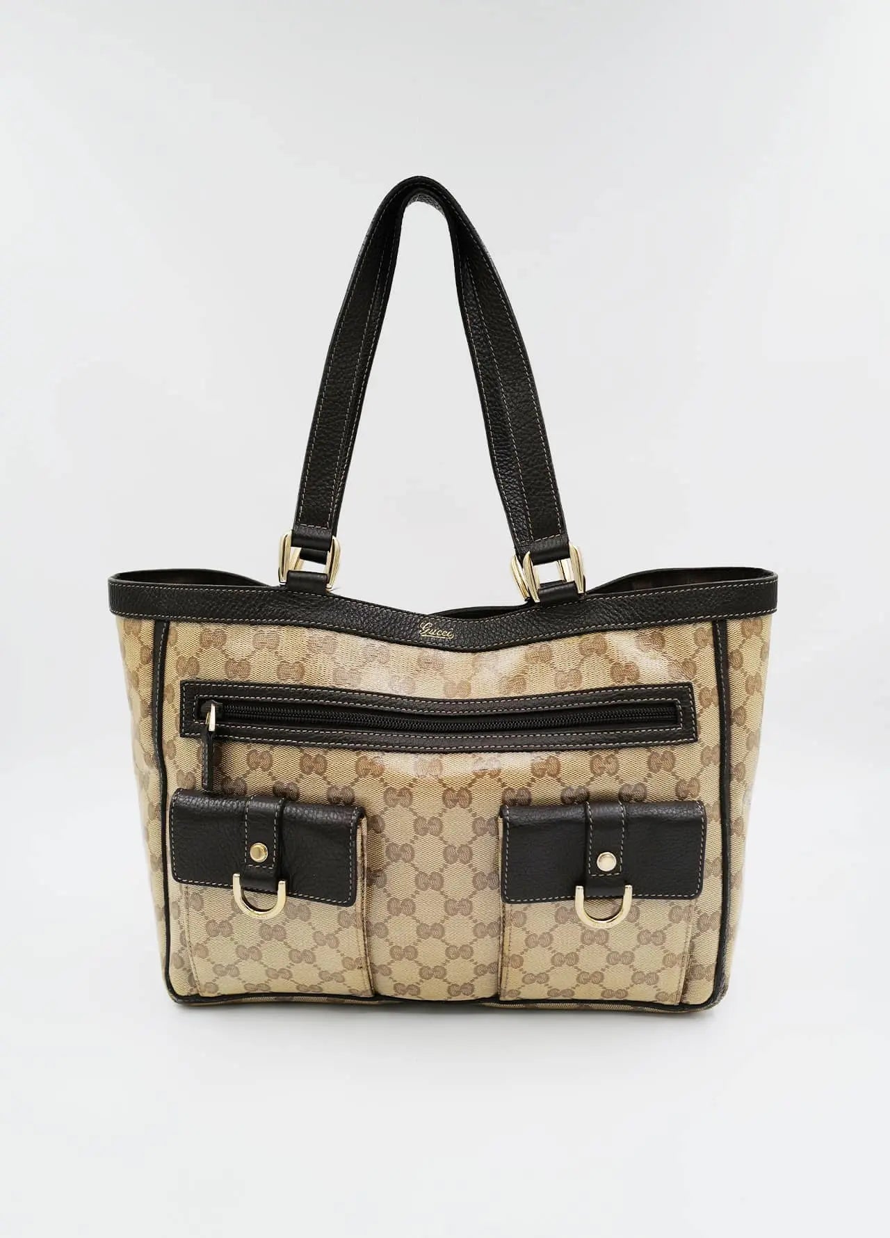 Sac-Cabas-totebag-bag-Gucci-GG-Crystal-Abbey-Dring-Vintage-2000-Y2K-beige-brown-brun-1