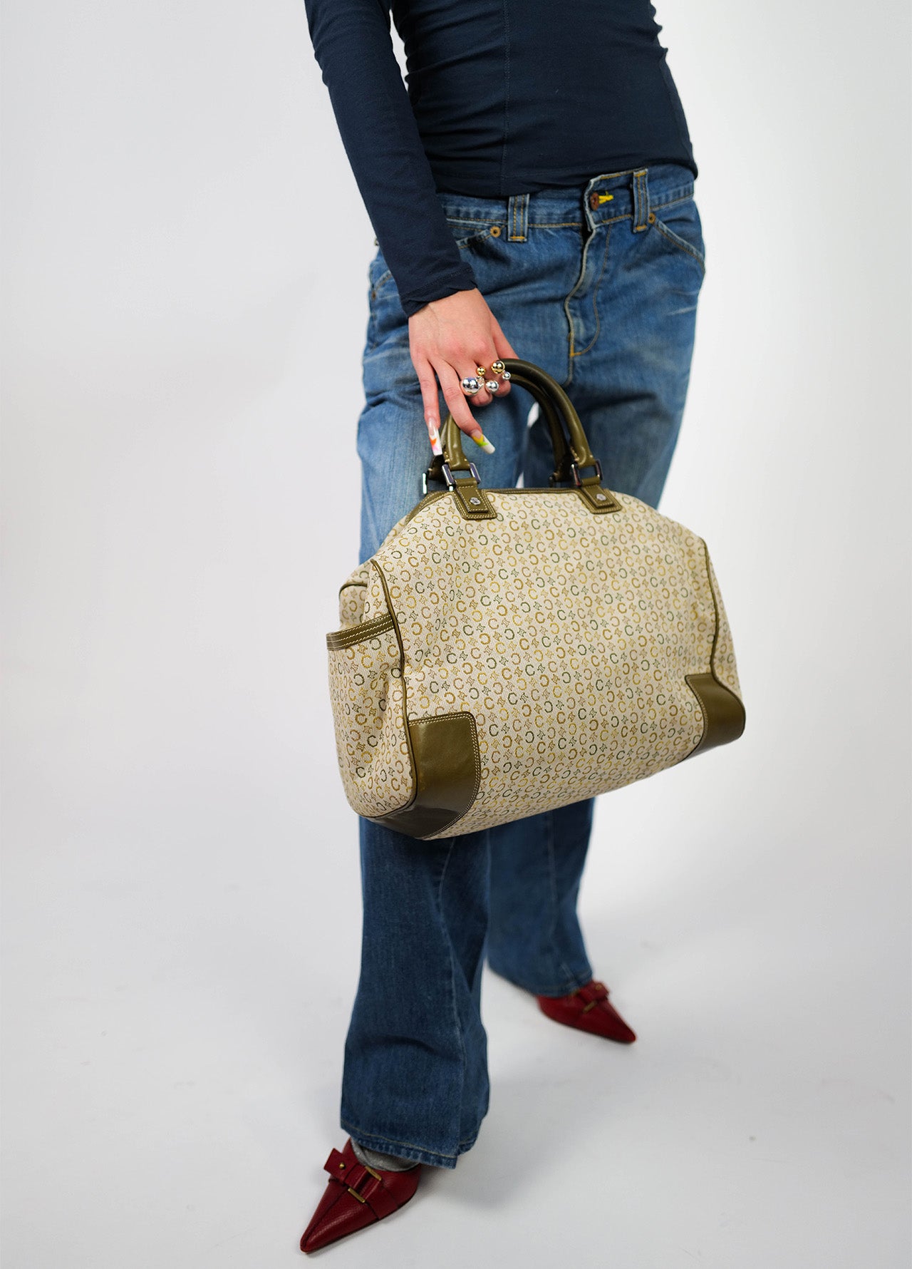 Sac-bag-Veline-Boston-Vintage-2000-Y2K-Vert-green-beige-1