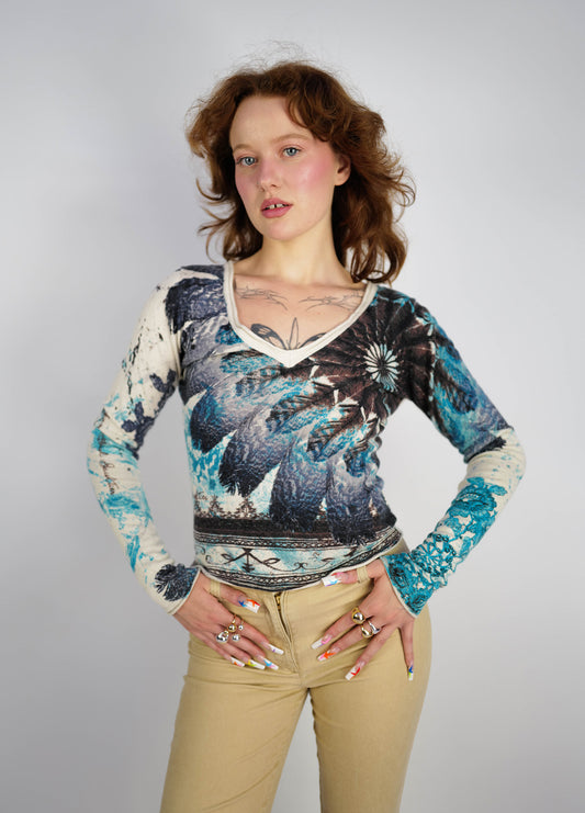 Top-haut-JPG-JeanPaulGaultier-Jeans-Vintage-Blue-bleu-motifs-1