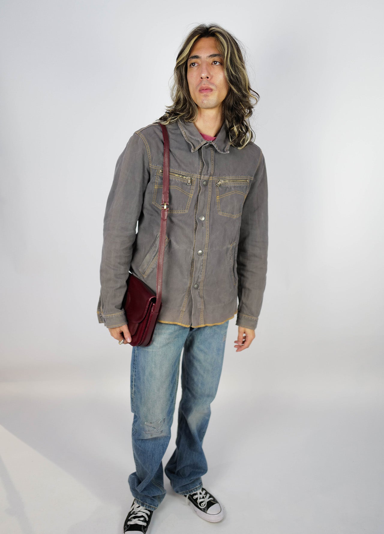 Veste-Armani-Jeans-Grise-Surpiqures-Jaune-01