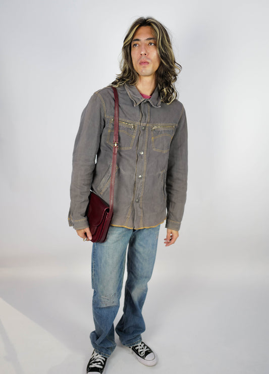 Veste-Armani-Jeans-Grise-Surpiqures-Jaune-01